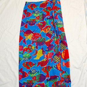 Vintage Vibrant Midi Under the Sea Skirt size Large, fits like a medium